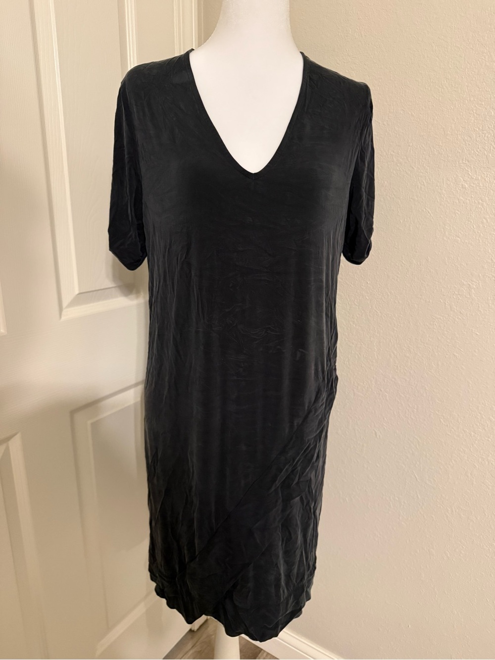 Gray V-Neck Short Sleeve Women’s Dress